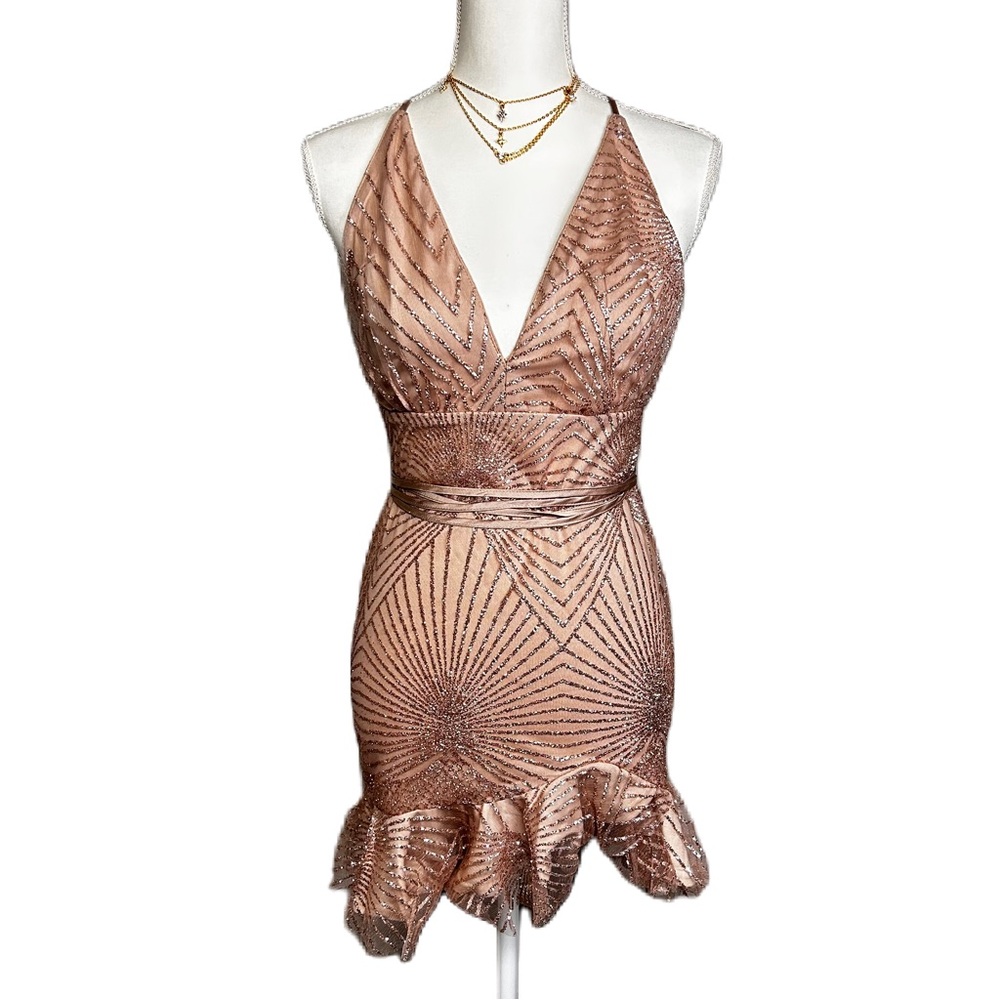 Hello Molly Sparkly Ruffle Mini Dress Size 4 Small Strappy Glitter Fairy Swiftie